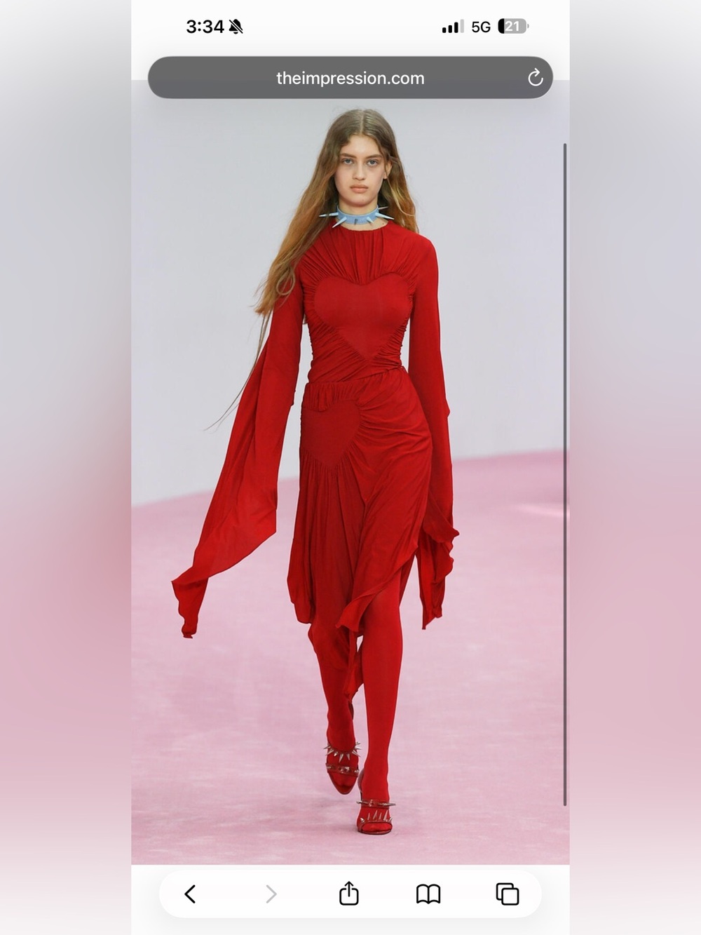 Acne Red Mini Jersey Skirt with Gathered Heart Waist